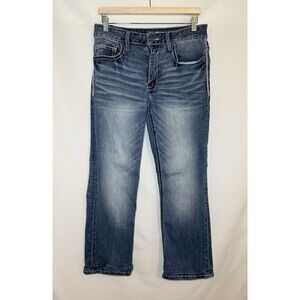 BKE Buckle Jake Bootleg Stretch‎ Medium Wash Denim Jeans Men's 31R *Flaws*
